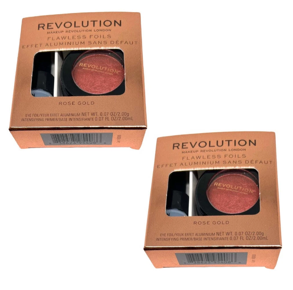 Pack of 2 Makeup Revolution Flawless Foils Eyeshadow, Rose Gold - Image 3 of 4