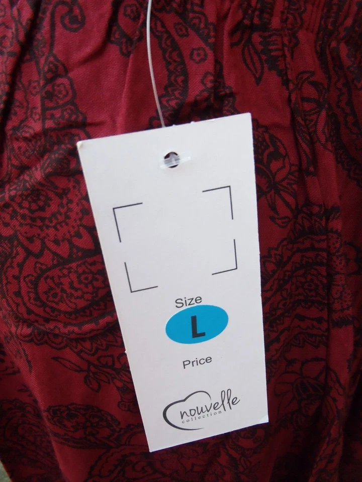 NOUVELLE COLLECTION Wine & Black Floral Print Elastic Waist Skirt Size L (14/16) - Image 2 of 4