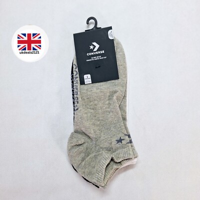 Converse Sneakers Socken 6-8 tief geschnitten flach gestrickt 3 Paar schwarz weiß grau Turnschuhe 
