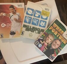 Wii Games Lot Of 3—Big League Sports, Wheel Of Fortune, Active Trainer