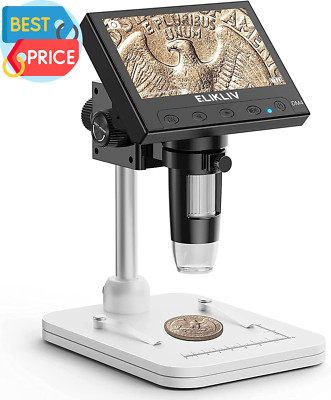 Microscope, LCD Digital Coin Microscope 1000X, Coin Magnifier with 8 Adjustable 