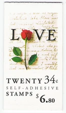 BK285 3498 3498a Love Rose with Plate #B1111 on one stamp Vending Booklet NH