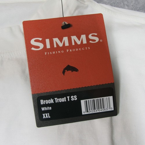 Simms Shirt 2XL White Short Sleeve Freshwater Series Jeff Currier Brook Trout - Picture 4 of 8