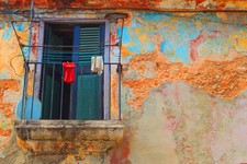 CUBAN ART #172 ** LEO KELLY ** Habana Balcony 30x20 SIGNED ON CANVAS 