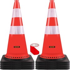 Pack 8 x 30" VEVOR Safety Cones Traffic Cones Orange Reflective Collars CHEAP