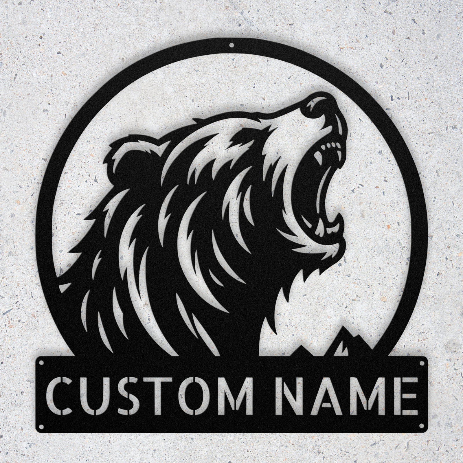 Personalized Roaring Bear Metal Sign Custom Wall Art Home Decor Gift