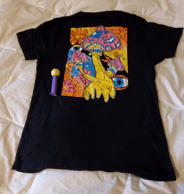 Mushroom T-Shirt NOBRAND 1960's Style Neon Groovy Psychedelic Adult Med Black