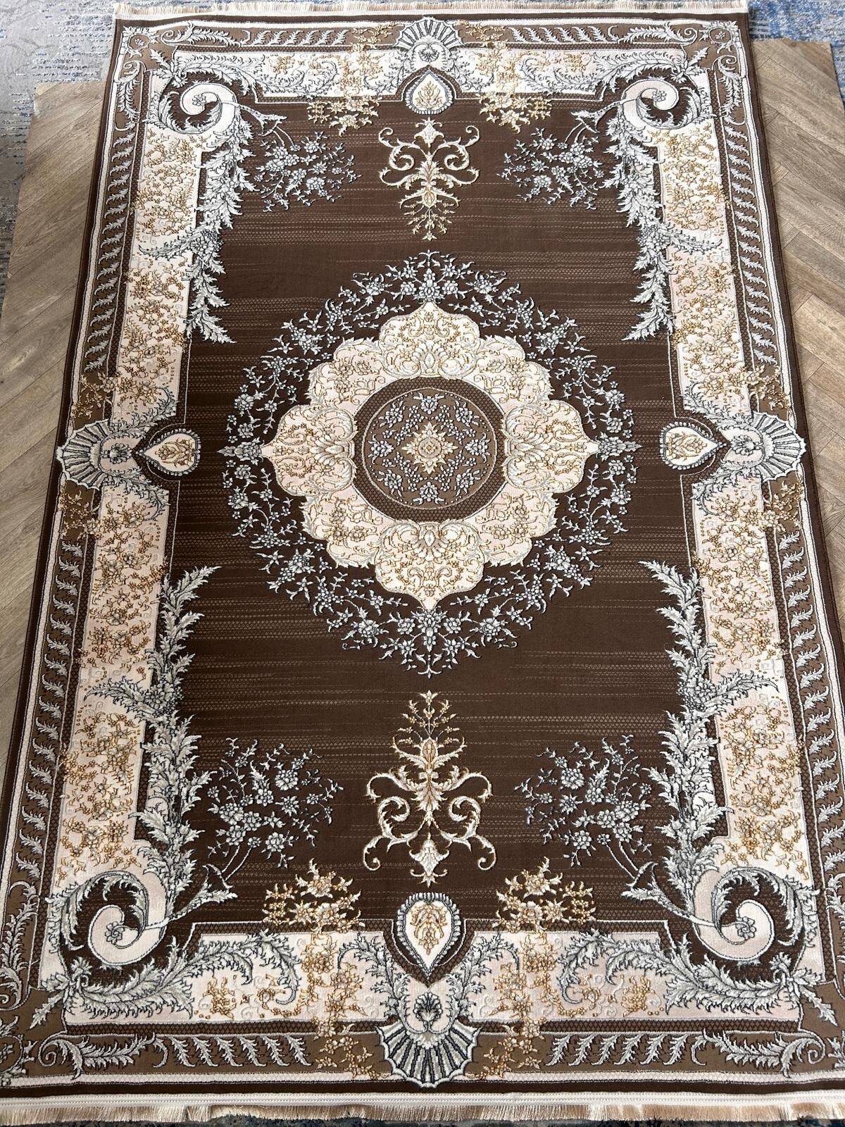 ALFOMBRA ORIENTAL SALÓN MARRÓN SEDOSO 120x180Cm