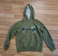 Champion Hoodie Boys Small Green Pullover Hooded Sweatshirt Sweater Camo Youth