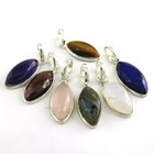 Anhänger  925 Sterling Silber mit ovalem Edelstein Kettenanhänger Silberanhänger