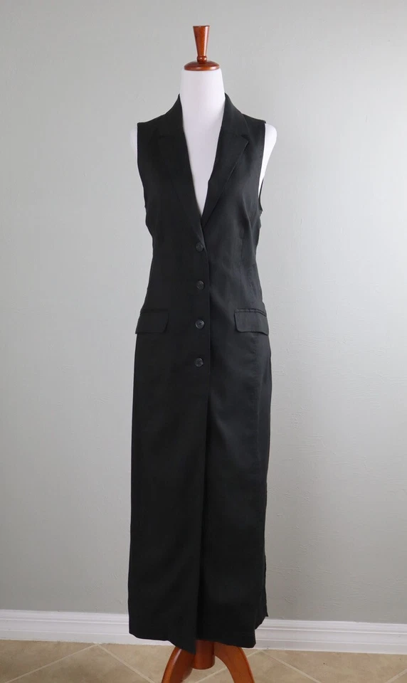 ANTHROPOLOGIE NUEVO CON ETIQUETAS $168 Cartonnier Longline Lino Plumero Chaleco Chaqueta Top Talla 4 Foto 2 de 4