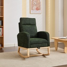 Rocking Chair Nursery Rocker Chair Upholstered Glider Chair w/ Footrest Green