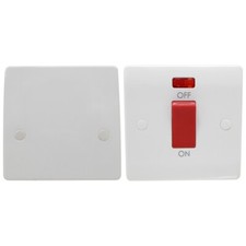 45 Amp Cooker Connection Unit and 45A Double Pole Cooker Switch with Neon Set