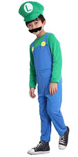 Kids Luigi Costume Super Mario Bros. Outfit For Boys
