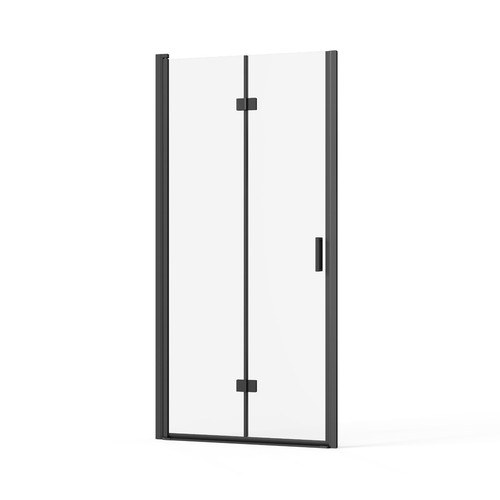 34"x72" Bifold Shower Door 1/4'' Tempered Glass Pivot Swing Shower Panel,Black - Picture 7 of 8