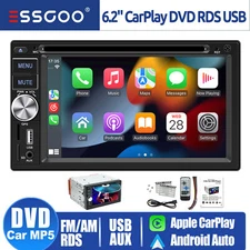 6" Radio Double Din Car Stereo with CD/DVD Player, Apple CarPlay & Android Auto