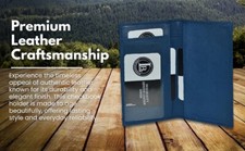 Leatherboss Handcrafted Genuine Leather Checkbook Cover   Slim  Stylish, Blue