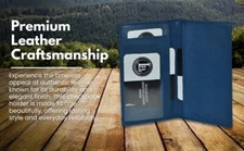 Leatherboss Handcrafted Genuine Leather Checkbook Cover – Slim & Stylish, Blue