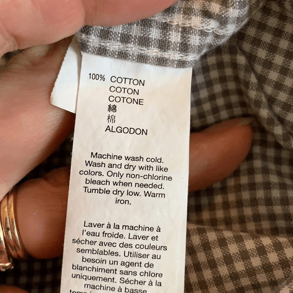 Gap gray/white small checked button collar shirt - image 9