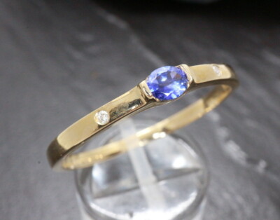 GOLDJUNGE69 * HARRY IVENS  EDELSTEIN RING (21) TANSANIT & BRILLANT * 375er GELBG