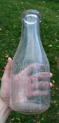 Vintage Crowley's Milk Co Inc. Binghamton NY Dairy Glass Bottle One Quart TREQ