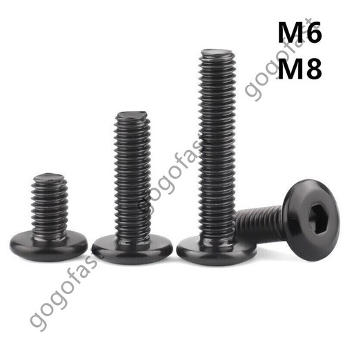 M6 M8 Black Steel Furniture Connector Bolts Hex Socket Flat Head Allen Screws - Picture 4 of 12