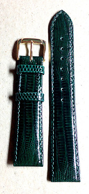 19MM SPEIDEL GENUINE LIZARD DARK GREEN WATCH BAND! BIN STOCK RUNNING LOW!