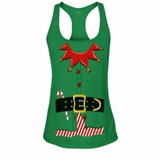 S4E Women's Elf Costume Racerback Tank Top Funny Christmas Santa's Helper Tanks