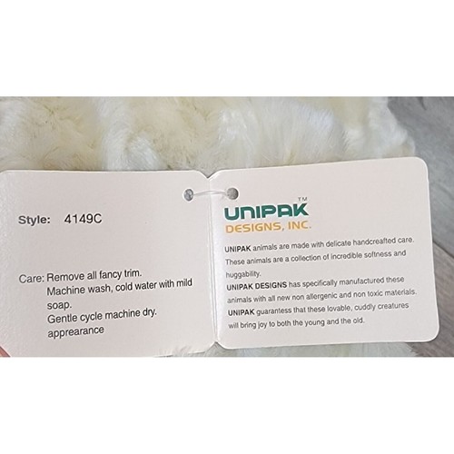Unipak Designs Crema Coniglietto Coniglio Peluche Stile Peluche #4149C 16" Etichette - Foto 10 di 12