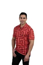 Men's Italian style Short Sleeves Red Polo shirt City Chic the Edge Greek Key