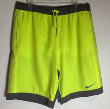 NIKE Ness Performance Men's 11" Swim Shorts Gunsmoke/Green Size Large