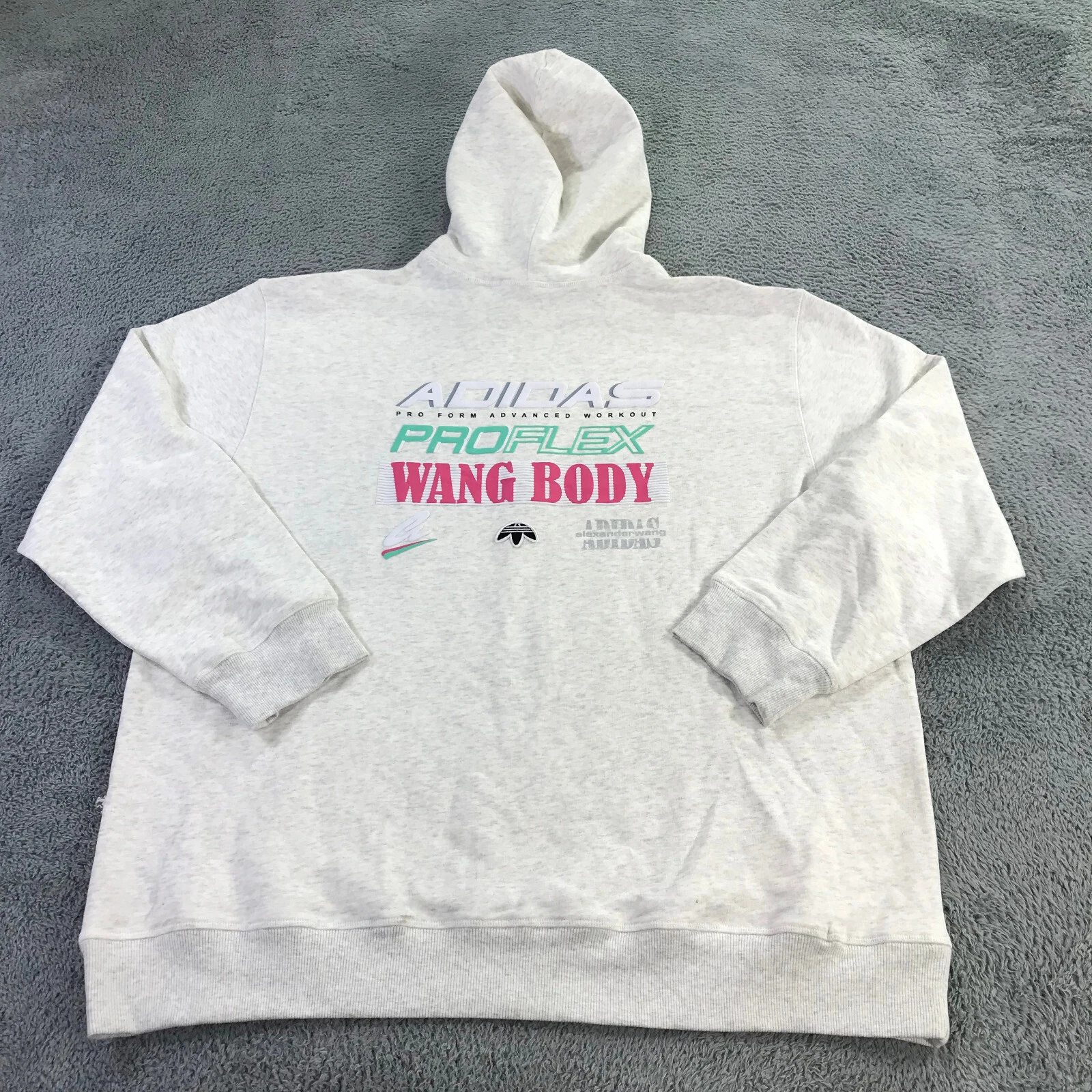 Alexander Wang maglione uomo grande felpa con cappuccio bianco stampa grafica Adidas
