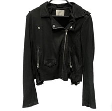 Iro Ashville Black Leather Jacket Size 3 Lambskin 17” Shoulders