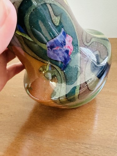 EARLY Gouda Zuid Holland Art Nouveau Iris Vase Vintage / Antique - Picture 11 of 15