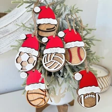 DIGITAL SVG Laser Cut File Sports Theme Santa Hat Ornaments  Glowforge Xtool +