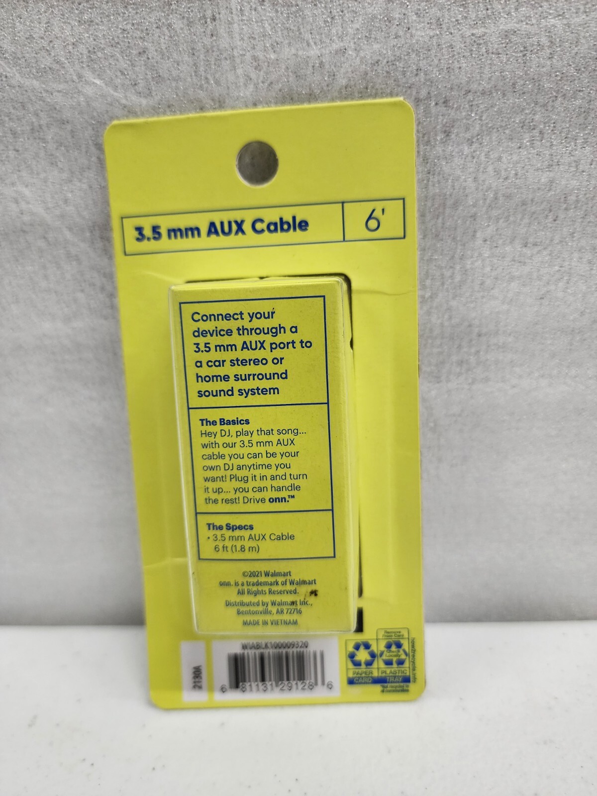 1 Drive Onn. 3.5 mm AUX Cable 6 ft New in Package