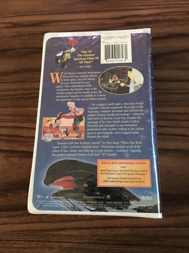 Pinocchio VHS 1999 Clam Shell Gold Collection 60th Anniversary New and Sealed - Picture 10 of 12