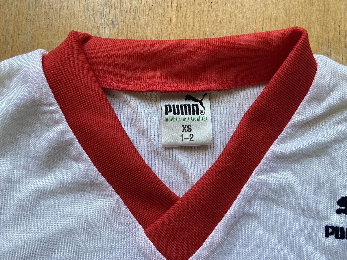 PUMA 80s FOOTBALL SHIRT SOCCER JERSEY VINTAGE WHITE MENS sz XS