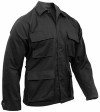 BLACK ROTHCO 7970 MENS BDU SHIRT 4 POCKET UNIFORM SHIRT POLY COTTON XS TO 4X