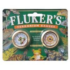 Reptile, Flukers Terrarium Gauges 2 Pack - 1 Thermometer  1 Hygrometer 