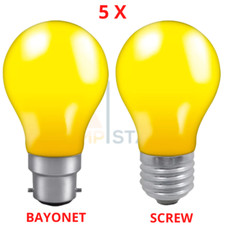 Image of 5x Yellow Crompton Colourglazed GLS 25W Decorative Light Bulb Lamp B22 E27