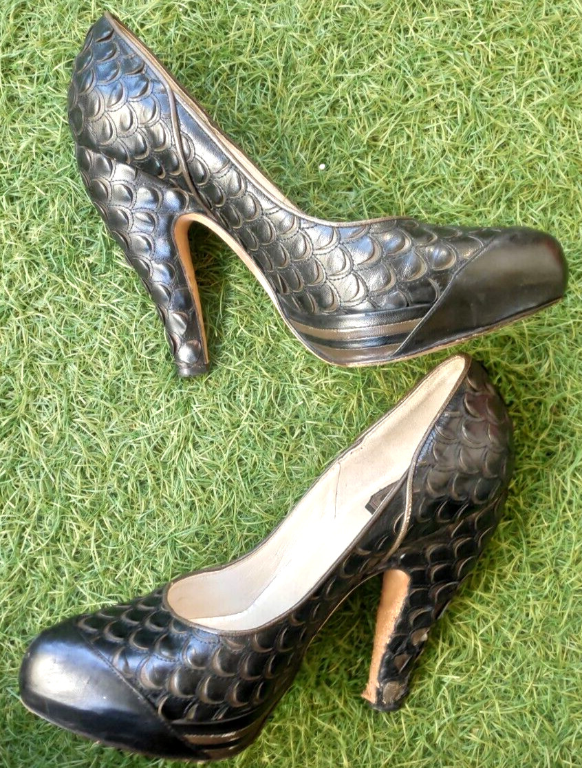 Christian Dior Python Scales Black Leather Pumps … - image 5