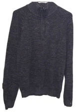 Weatherproof Vintage Knit Sweater Men's M Blue Marbled Quarter Zip Pullover