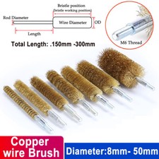 M6 Thread Brass Wire Brush Bore Brushes Round Tube Pipe For Cleaning Polishing