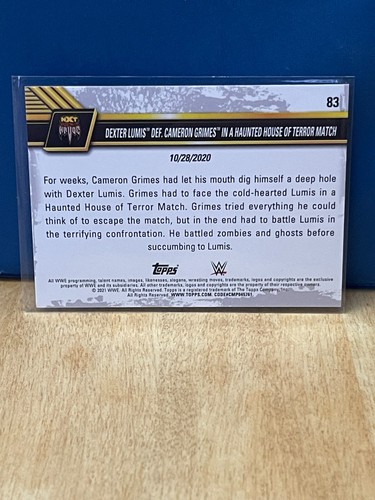 2021 Topps WWE NXT Dexter Lumis Def. Cameron Grimes in a Haunted House of Terror - Picture 2 of 2