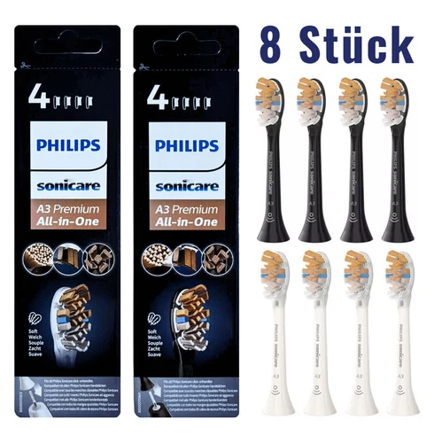 Philips Sonicare A3 Premium Spazzola di ricambio HX9092/11 (4/8 pezzi) - Bianco Nero - Foto 1 di 9