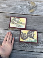 Set of 2 Rectangular Raccoon Animal Print Woo...