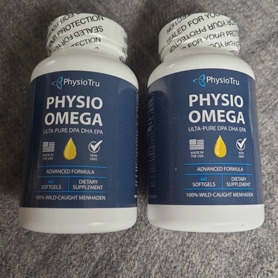 PhysioTru Physio Omega 2-Pack Ulta-Pure DPA DHA EPA 60 softgels USA Exp 9/27