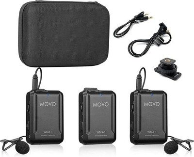 Movo WMX-1-DUO 2,4 GHz Dual kabelloses Lavalier Mikrofonsystem 200 Fuß/60 m