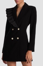 New Alice + Olivia Latoya Ruffle Detail Long Sleeve Blazer Dress Black Sz 8 $595